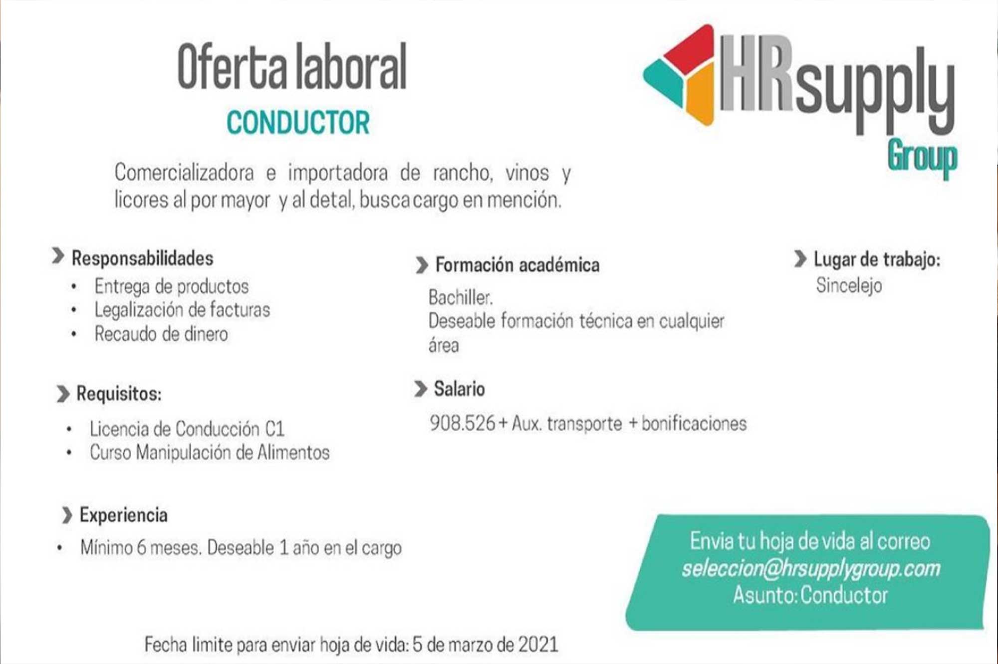 Oerta de empleo HR supply Group